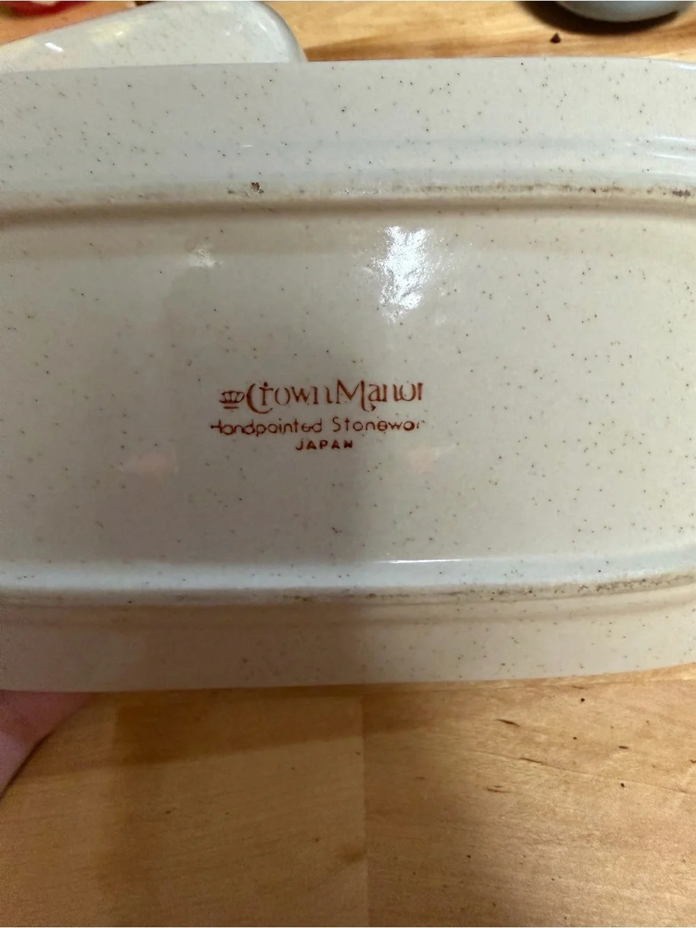 Crown Manor Handpainted Stoneware Butter Dish Japan